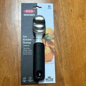 OXO Black and Stainless Steel Ice Cream Scoop with white enamel neck. NWT